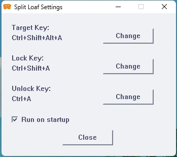 Split Loaf Settings - Custom Keybinds Split Loaf Settings - Default Keybinds