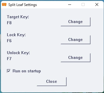 Settings screen of Split Loaf